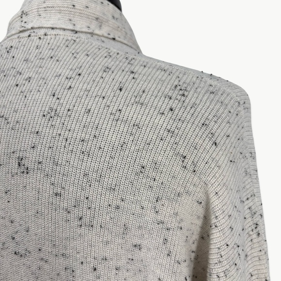Eileen Fisher Organic Cotton Speckle High Collar Cardigan | XS | Neutral/Black - Picture 7 of 14